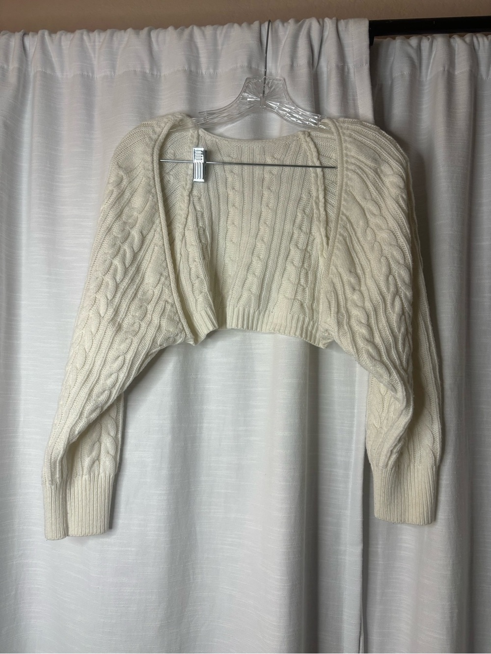 Ivory Cable-Knit Bolero Sweater Shrug - Women